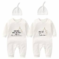 culbutomind Baby Zwillinge Strampler Body Junge Mädchen Du Bekommst Zwei Baby Strampler Jungen Mädchen 2er Set Und Hut(Weiß manchmal 3m) von culbutomind