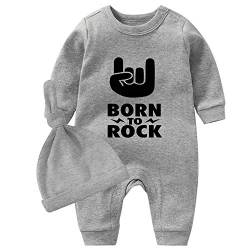 culbutomind Baby Zwillinge Strampler Body Junge Mädchen Geboren Um Zu Rocken Fun Baby Geschenke Geburt Lustig Babykleidung(Grau Born Rock, 50) von culbutomind