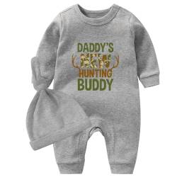 culbutomind Baby Zwillinge Strampler Body Junge Mädchen Papas Neuer Jagdfreund Fun Baby Geschenke Geburt Lustig Babykleidung(Grau Jagd Buddy, 50) von culbutomind