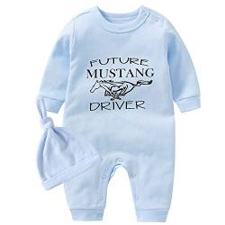 culbutomind Baby Zwillinge Strampler Body Junge Mädchen Zukünftiger Mustang-Fahrer Fun Baby Geschenke Geburt Lustig Babykleidung(Blau Mustang Driver, 6-9 Monate) von culbutomind