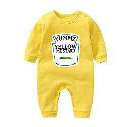 culbutomind Baby Zwillinge Strampler Body Junge Yummz Tomato Mustard Farbe Fun Baby Geschenke Geburt Erstausstattung Baby T-Shirt (Gelb Bodysuit, 4-6Monat) von culbutomind