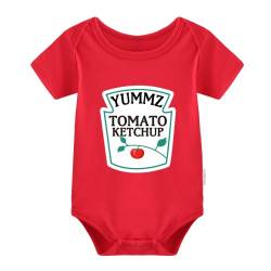 culbutomind Baby Zwillinge Strampler Body Junge Yummz Tomato Mustard Farbe Fun Baby Geschenke Geburt Erstausstattung Baby T-Shirt （Red K 6M） von culbutomind