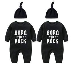 culbutomind Neugeborenes Baby Kleidung Baby Zwillinge Langarm Rock Star I Rock Kleinkind Jumpsuits Baby Junge Kleidung Gr. 6-9 Monate, Black Born to Rock von culbutomind