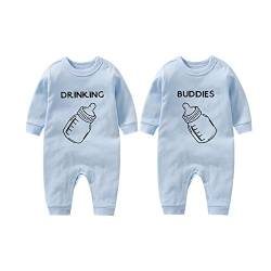 culbutomind Zwillings kleidung Baby-Strampler mit langen Ärmeln Baby Girl Outfit(blue drinking no hat 3m) von culbutomind