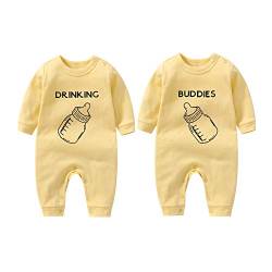 culbutomind Zwillings kleidung Baby-Strampler mit langen Ärmeln Baby Girl Outfit(yellow drinking no hat 3m) von culbutomind
