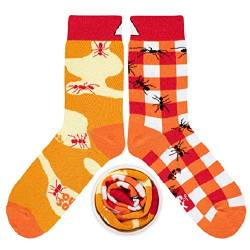 cup of sox Herren Damen Lustige Socken mit Ameisen LIEBE UNSERE PLANET Edition, Gemusterte Bunte Geschenk Socken im Kaffee To Go Pappbecher, Orange, 45-48 von cup of sox