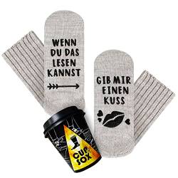 cup of sox Wenn Du Das Lesen Kannst Socken, Warme Geschenksocken in der Pappbecher für Frauen von cup of sox