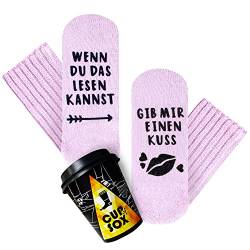 cup of sox Wenn Du Das Lesen Kannst Socken, Warme Geschenksocken in der Pappbecher für Frauen von cup of sox