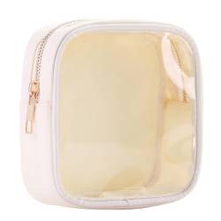 curfair Kosmetiktasche mit Reißverschluss, transparent, Mini-Make-up, transparent, Kulturbeutel, PVC, wasserdicht, Reise-Organizer, Münzgeldbörse für Frauen und Mädchen, einfach zu verwenden, beige, von curfair