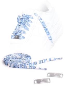 customlace Sneaker Schnürsenkel mit Muster | 140cm | Baby-Blue Design | Bunt bedruckte Laces, Air-Force-1, Flach, Breit, Blau-Weiß, Geschenkset, Sneaker Zubehör, Gratis Logo-Charms von customlace