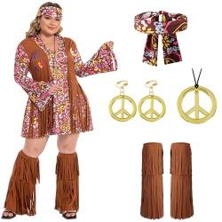 cuteDIY 70Er Jahre Outfit Damen Hippie Kleid Damen Hippy Kostüm Damen Party Outfit 70Er Jahre von cuteDIY