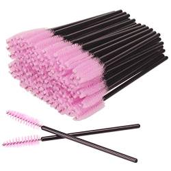 50 PCS Einweg-Wimpernbürsten Mascara Zauberstäbe Wimpern-Augenbrauen-Applikator Kosmetische Make-up-Pinsel-Tool-Kits (schwarz-pink) von cutefly