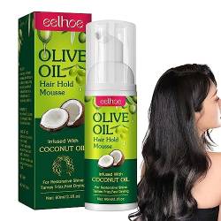 Natürliches Haarschaum,60 Ml Feuchtigkeitsspendendes Mousse Mit Bio-Olivenöl | Anti-Frizz-Zopfschaum Für Mehr Glanz, Lockiges Haarschaum Für Frauen von cypreason