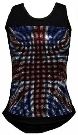 Rockabilly Punk Rock Baby Damen Diamante Strass Designer Tank Top Shirt Union Jack UK England Flagge schwarz Tattoo Design S 36 von d'Rockabilly Punk Rock Baby