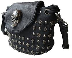 Rockabilly Punk Rock Baby Tasche Schwarz Black Skull Totenkopf Schultertasche Bag von d'Rockabilly Punk Rock Baby