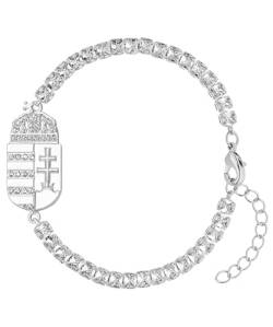 d'origine Ungarn Wappenarmband, Ungarn Zirkonia Armband, Ungarn Kette, Ungarn-Flaggenkette, Ungarn-Schmuck, Ungarn Schmuck für Damen Silber von d'origine