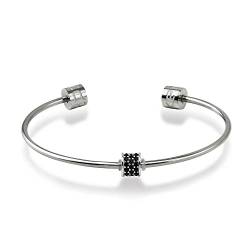 Dkeniz Unisex Armreifen 925/- Sterling Silber + Edelstahl 5,6cm silberfarben Zirkonia weiß 145260103 von dKeniz