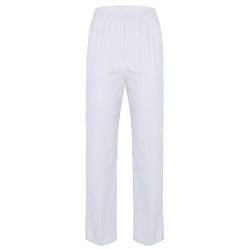 dPois Damen Krankenschwester Mediziner Uniform Hose Lange Pants aus Baumwolle Medizinische Bekleidung Locker Einfarbig Weiß Large von dPois