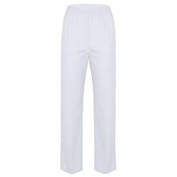 dPois Damen Krankenschwester Mediziner Uniform Hose Lange Pants aus Baumwolle Medizinische Bekleidung Locker Einfarbig Weiß Medium von dPois