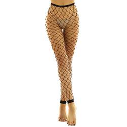 dPois Damen Netz Leggings Strumpfhosen Ohne Fuss Gummiband Transparent Grobnetz Hose Sexy Netzstrumpfhose Stretch Große Maschen One Size von dPois