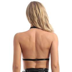 dPois Damen Ouvert BH Bralette Nippelfrei Neckholder Top Bustier Spitze Büstenhalter Unterwäsche Sexy Dessous Reizwäsche Erotik Wäsche Schwarz 3XL von dPois