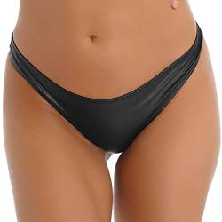 dPois Damen Sexy Slip String Tanga Höschen Lack Leder Unterhose Hipster Thong Wetlook Hotspants Dessous Unterwäsche Reizwäsche Schwarz_F XXL von dPois