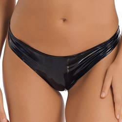 dPois Damen Sexy Slip String Tanga Höschen Lack Leder Unterhose Hipster Thong Wetlook Hotspants Dessous Unterwäsche Reizwäsche Schwarz_G XL von dPois