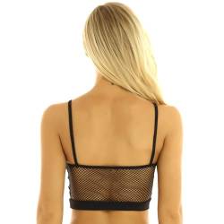 dPois Damen Transparent Mesh Tops Bauchfrei Netz Oberteil Ärmellos Shirt Crop Top Frauen Unterhemd Dessous Unterwäsche Bustier Clubwear Schwarz Large von dPois