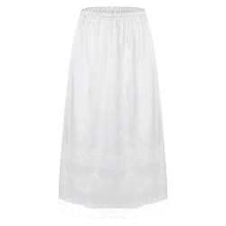 dPois Damen Unterrock Lang Petticoat Halb Slip High Waist Einfarbig Rock Unterwäsche Dessous Midi Halbrock für Brautkleid Hochzeit Party in Weiß C Weiß L von dPois