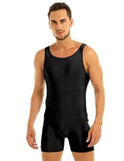 dPois Herren Ärmellos Body Overall Jumpsuit Elastisch Unterhemd Sport Body Leotard Männer Bodysuit Boxershorts Unterwäsche Gymnastikanzug Sportwear M-XL Schwarz 3XL von dPois