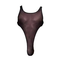 dPois Herren Body Sexy Stringbody Einteiler Bodysuit Unterhemd High Cut Transparent Glänzend Unterwäsche Dessous Stretch A Schwarz Einheitsgröße von dPois