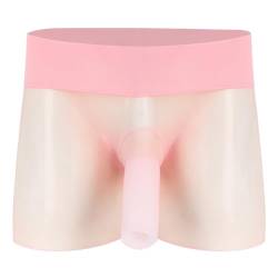 dPois Herren Boxershorts Transparent Mesh Unterhose Männer Unterwäsche Boxer Shorts Briefs mit/Ohne Penishülle Dessous Kurz Strumpfhose Erotik Schlüpfer Rosa D_Penishülle One_Size von dPois