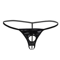 dPois Herren G-String Tanga Unterwäsche mit Penis Loch String Männer Wetlook Dessous Erotik Bikini Slips Ouvert-Strings Reizwäsche Schwarz M-XXL Schwarz L von dPois