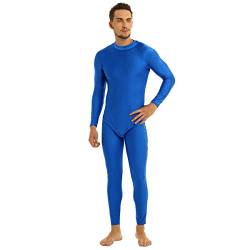 dPois Herren Ganzkörperanzug Jumpsuit Overall Langarm Bodysuit mit Stehkragen Body Atmungsaktiv Catsuit für Sport Training Fitness Gr. M-2XL Blau X-Large von dPois