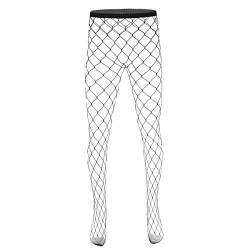 dPois Herren Netzstrümpfe Strumpfhose Nahtlos Fischnetz Leggings aus Nylon Durchsichtige Strümpfe Elastisch Reizvoll Schwarz Schwarz Typ_C von dPois