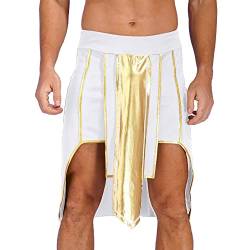 dPois Herren Pharao Rock Cosplay Outfit Ägyptisches Pharao Kostüm mit Gummizug Erwachsene Halloween Fasching Karneval Outfit Weiß XL von dPois