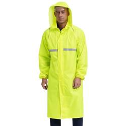 dPois Herren Regenmantel Lange Wasserdicht Regenjacke Poncho mit Kapuze Wiederverwendbar Regenschutz für Outdoor Fahrrad Wandern Typ A Neon Grün 4XL von dPois