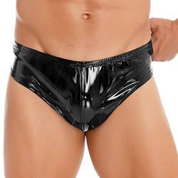 dPois Herren Wetlook Slip Tanga Sexy Unterhose Höschen Slip Lack Leder Briefs Shorts Unterwäsche Dessous Latex Kleidung Clubwear Schwarz 4XL von dPois