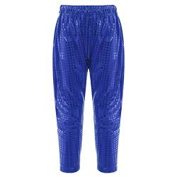 dPois Kinder Pailletten Hose Mädchen Jungen Glitzer Hose Lange Pants Leggings Tanzhose Hip Hop Streetdance Outfit Fasching Karneval Royal Blau 134-140/9-10 Jahre von dPois