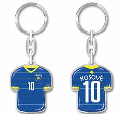 daged Kosovo Trikot Schlüsselanhänger WM Fussball - Metall-Keyholder mit 3D Effekt. World Cup Design von daged