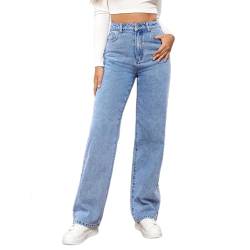 dalamirra Damen Jeans Casual Hosen Hohe Taille Jeans Breites Bein Stretch Elegante Hosen Jeans Loose Casual Hosen Streetwear Gerade Jeans Hosen Weites Bein Denim Hosen von dalamirra