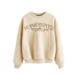 dalerno duFourspitze Pullover Sweatshirt beige Sweater Retro Vintage gestickt braun Sand Relaxed fit Oversize Sweatshirt gemütlich kuschelig Baumwolle (as3, Alpha, x_l, Regular, Regular) von dalerno