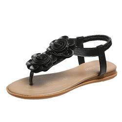 Damen Flache SandalenSommermode Damen Freizeitschuhe Atmungsaktive Flache Blumen Outdoor Freizeit Römische Sandalen Offene Zehen Flip Flop SandalenKomfort Strandsandalen von dasg