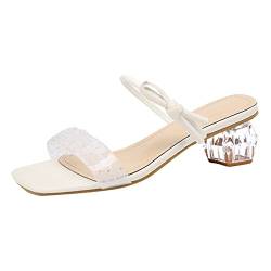 Frauen Casual Sandalen Sommer Mode Mesh Strass Kristall Ferse Lässige Sandalen Damen Elegante Split Toe Kleid Schuhe von dasg