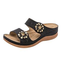 Frauen Sommer Blumen Bequeme Keilschuhe Strand Peep Toe Atmungsaktive Sandalen Böhmische Plattform High Heels Retro Plateauschuhe Sommer Strandschuhe von dasg