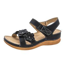 Strand Peep Toe Atmungsaktive Sandalen Frauen Sommer Blumen Bequeme Keilschuhe Strandsandalen Römische Sandalen Keilsandalen von dasg