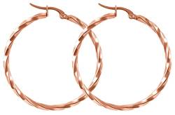 day.berlin Damen Creolen Twisted 40mm in Rosegold 18k vergoldet, große Ohrringe gedreht 4cm Durchmesser, Edelstahl nickelfrei und hautverträglich von day berlin