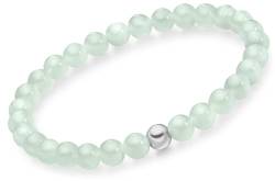 day.berlin Premium Jade Perlenarmband Damen, Naturstein Armband mit echten 6mm Edelsteinen, flexibles Zugband 17cm lang mit Edelstahl Perle, versilbert von day berlin
