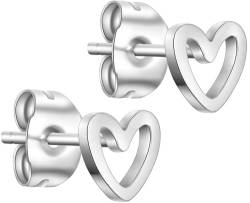 day.berlin kleine Herz Ohrstecker in Silber, 6mm Durchmesser, Damen Ohrringe aus 316L Edelstahl, nickelfrei und wasserfest von day berlin