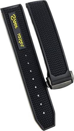 Gummi-Silikon-Armband für Omega Speedmaster Uhrenarmband, Edelstahl-Faltschließe, 20 mm, 21 mm, 22 mm, Schwarz Gelb Schwarz, 19 mm von dayeer